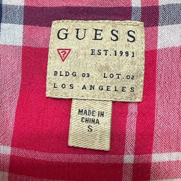 Guess Plaid Pearl Snap Shirt Womens S Red Country Cowgirl‎ Western Rodeo Beaded - Picture 8 of 11
